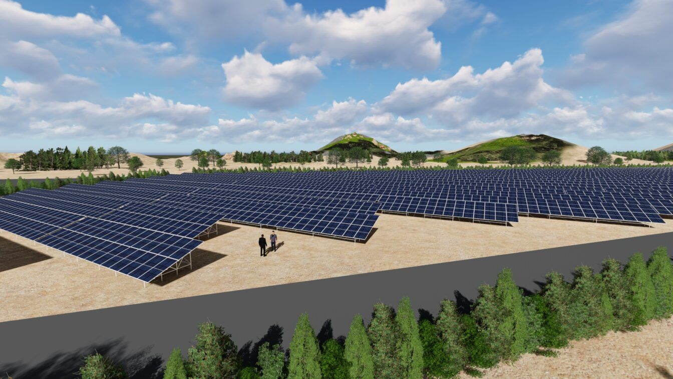 Ejemplo de implantación de un parque fotovoltaico para el estudio del impacto medioambiental.