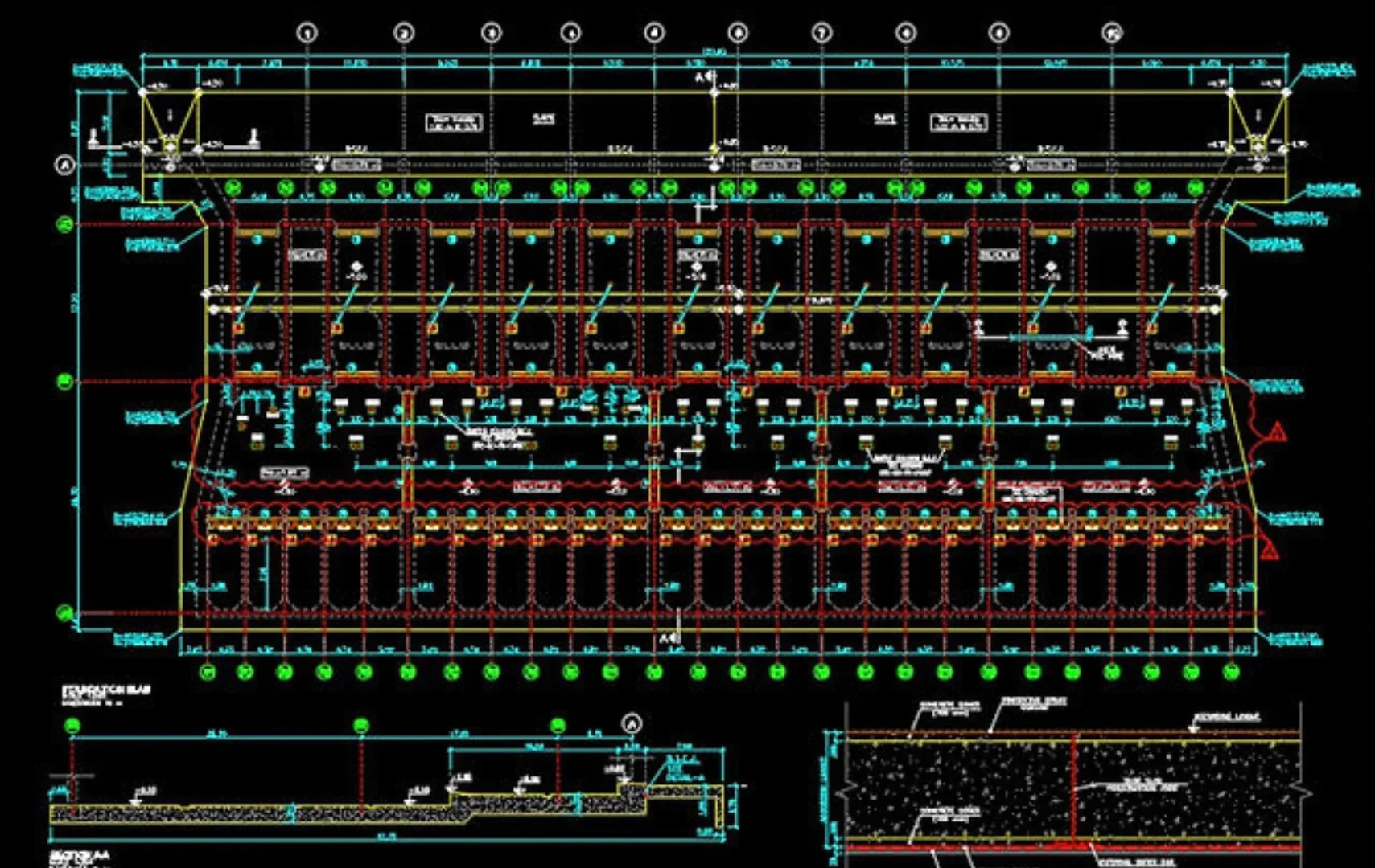 Imagen técnica de un plano y estructura de un edificio diseñado con CAD